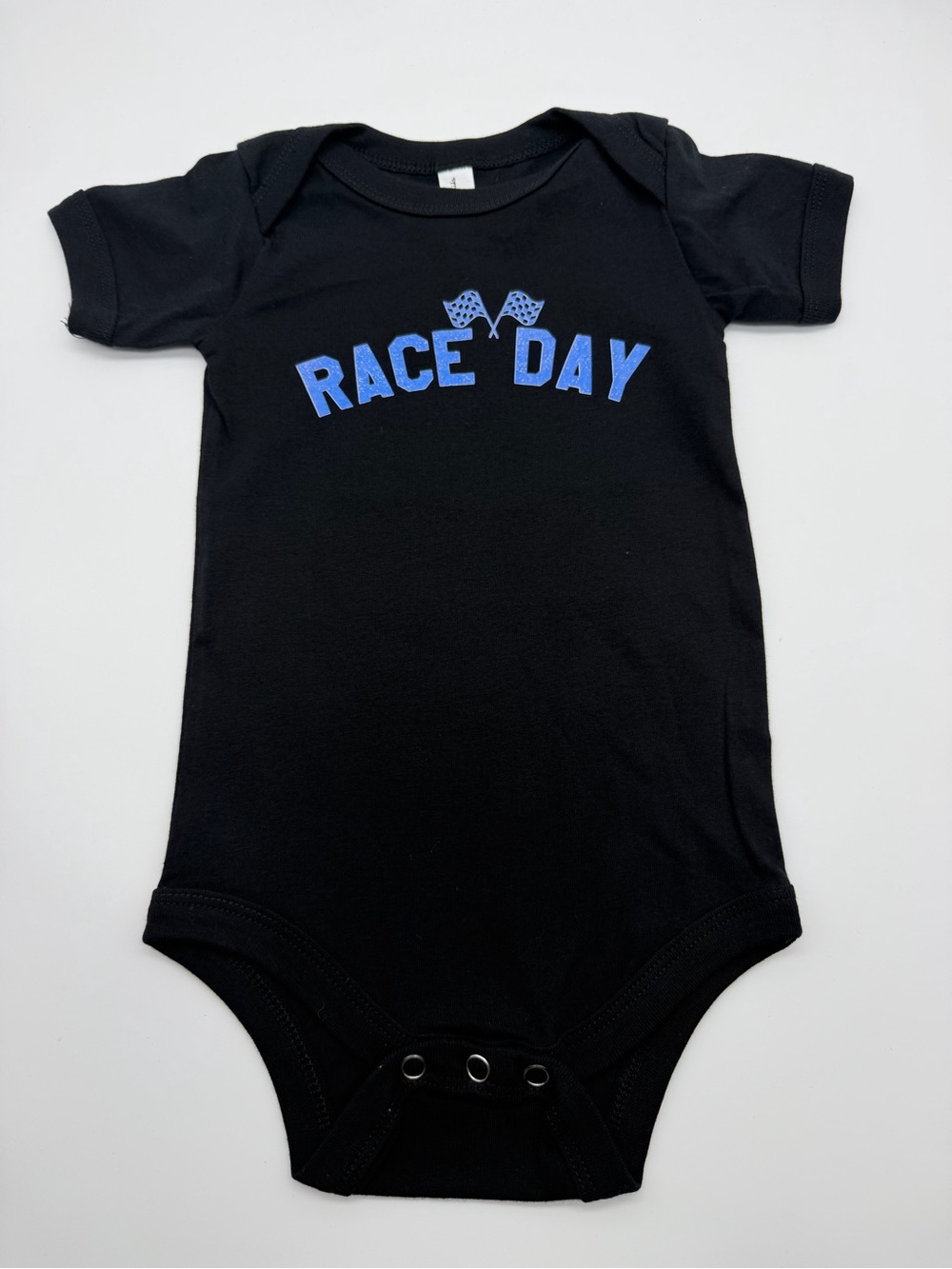 Race Day Black Baby One-Piece Bodysuit Size 6-12 Months